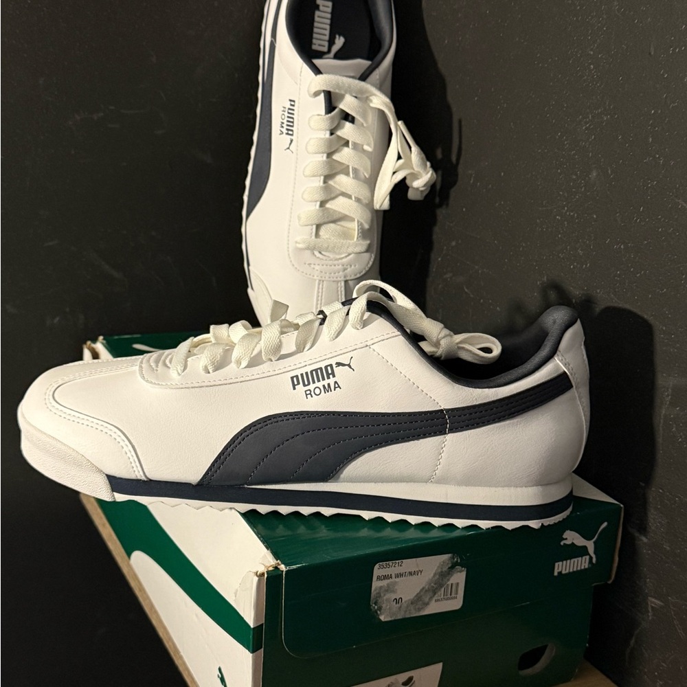 Puma Roma White and Dark Blue Men's Sneakers
